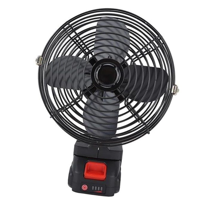 Cordless Portable Fan 21V with 2x Lithium Batteries & Fast Charger | Rechargeable Jobsite Fan 3-Speed Settings, Adjustable Tilt Head | Quiet Operation, IP44 Waterproof for Indoor Outdoor Construction Sites - UAE Stock